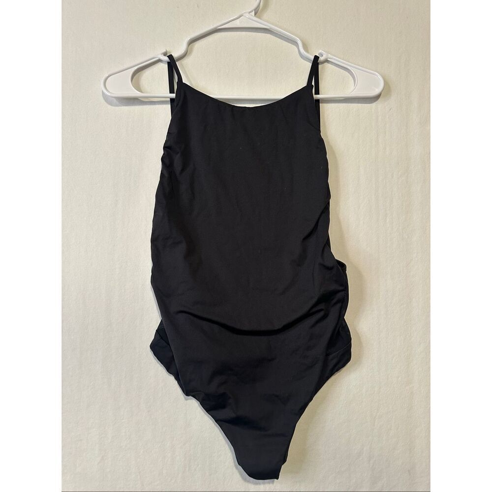 Fella Black One Piece Swimsuit XS Open Back Minimalist Italian Fabric Swimwear